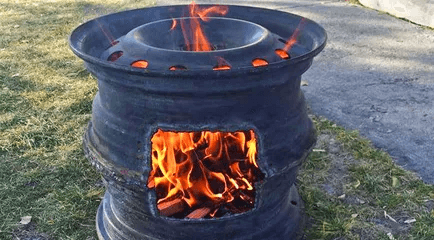 Tire Rim Tower Fire Pit